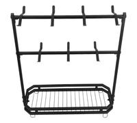 JHKNNK Three Tier Coffee Mug Tree Iron Wall Mounted Cup Rack for Kitchen | Black Finish, Inverted Hooks and Sleek Modern Form, for Cups, Pantry Shelving and Office Use