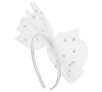 JHKNNK Tulle Beaded Bowknot Oversized Headband with Mesh Fabric for Women Holiday and Wedding Accessories