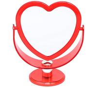 JHKNNK Two-Sided Acrylic Makeup Mirror Heart Shape Rotating Cosmetic Mirror with Large Round Base for Makeup Table Red