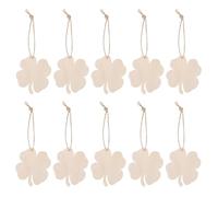 JHKNNK Unfinished Wooden Four Leaf Clover 10Pcs Craft Shapes with Rope for St Patrick’S Day DIY Decorations and Lucky Souvenirs