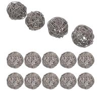JHKNNK Wicker Rattan Sphere Grey 5Cm Decorative Ball Set 15 for Craft Display Hanging Decorations in Kindergarten and Bar