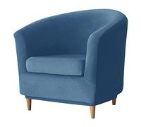 JHLD 2 Piece Stretch Club Chair Slipcover, Tub Chair Cover Velvet soft Armchair Chair Slipcovers Removable Washable For living room -blue-2 pieces