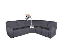 JHLD 7 Piece Sectional Couch Covers Waterproof, 5 Seater Recliner Cover L Shape Recliner Chair Cover With Elastic Bottom Furniture Protector For Corner Sofa-grey-5 seater