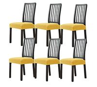 JHLD Chair Seat Covers, Stretch Dining Chair Seat Covers Elastic Jacquard Dining Room Chair Seat Covers Seat Covers For Dining Room Chairs Removable Washable For Kitchen Office-yellow-set of 6
