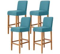 JHLD Jacquard Bar Stool Covers, Stretch Barstool Slipcover Furniture Chair Seat Cover Elastic Dining Chair Covers Removable Washable For Short Back Chair-Teal-set of 4