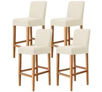 JHLD Jacquard Bar Stool Covers, Stretch Barstool Slipcover Furniture Chair Seat Cover Elastic Dining Chair Covers Removable Washable For Short Back Chair-Beige-set of 4