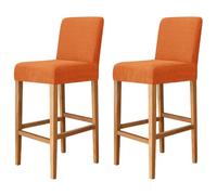 JHLD Jacquard Bar Stool Covers, Stretch Barstool Slipcover Furniture Chair Seat Cover Elastic Dining Chair Covers Removable Washable For Short Back Chair-Orange-set of 2