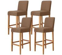 JHLD Jacquard Bar Stool Covers, Stretch Barstool Slipcover Furniture Chair Seat Cover Elastic Dining Chair Covers Removable Washable For Short Back Chair-coffee-set of 4