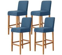 JHLD Jacquard Bar Stool Covers, Stretch Barstool Slipcover Furniture Chair Seat Cover Elastic Dining Chair Covers Removable Washable For Short Back Chair-dark blue-set of 4