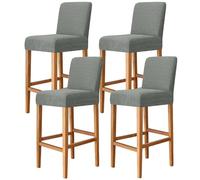 JHLD Jacquard Bar Stool Covers, Stretch Barstool Slipcover Furniture Chair Seat Cover Elastic Dining Chair Covers Removable Washable For Short Back Chair-Dark grey-set of 4
