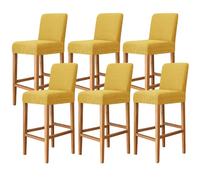 JHLD Jacquard Bar Stool Covers, Stretch Barstool Slipcover Furniture Chair Seat Cover Elastic Dining Chair Covers Removable Washable For Short Back Chair-yellow-set of 6