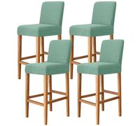 JHLD Jacquard Bar Stool Covers, Stretch Barstool Slipcover Furniture Chair Seat Cover Elastic Dining Chair Covers Removable Washable For Short Back Chair-green-set of 4