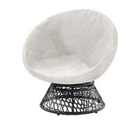 JHLD Round Saucer Chair Cover Velvet, Stretch Moon Chair Slipcovers 1 Piece soft Moon Chair Cover With Elastic Bottom Saucer Chair Slipcover For dogs cats -ivory-large