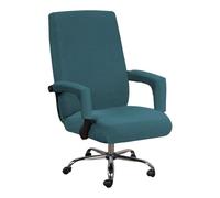 JHLD Spandex Office Chair Covers, Stretch Computer Office Chair Covers Jacquard Rotating Chair Slipcovers With Zippers Removable Washable For Computer Chair-Deep Teal-Large