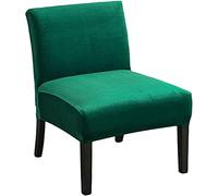 JHLD Stretch Armless Chair Slipcovers, Velvet Accent Chair Covers Soft Furniture Protector Covers Armless Accent Chair Slipcovers Removable Washable For Living Room Kids-Dark green-set of 1