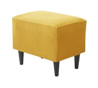 JHLD Stretch Ottoman Cover, Footstool Protector Covers Rectangle Ottoman Slipcovers Jacquard Storage Ottoman Slipcover With Elastic Bottom Removable Washable -yellow-1 Piece