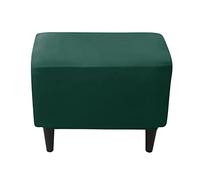 JHLD Stretch Ottoman Cover Velvet, Footstool Protector Covers Rectangle Ottoman Slipcovers 1 Piece Storage Ottoman Slipcover Small For dogs cats -dark green-1 Piece