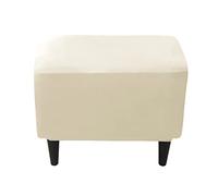 JHLD Stretch Ottoman Cover Velvet, Footstool Protector Covers Rectangle Ottoman Slipcovers 1 Piece Storage Ottoman Slipcover Small For dogs cats -beige-1 Piece
