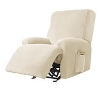 JHLD Stretch Recliner Cover, Velvet Recliner Chair Cover 1/2/3 Seater Recliner Slipcovers Soft Recliner Protector Non Slip With Elastic Bottom Furniture Protector For Kids Pets-Beige-1 seater