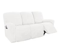 JHLD Stretch Recliner Cover, Velvet Recliner Chair Cover 1/2/3 Seater Recliner Slipcovers Soft Recliner Protector Non Slip With Elastic Bottom Furniture Protector For Kids Pets-cream-3 seater