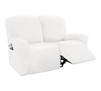 JHLD Stretch Recliner Cover, Velvet Recliner Chair Cover 1/2/3 Seater Recliner Slipcovers Soft Recliner Protector Non Slip With Elastic Bottom Furniture Protector For Kids Pets-cream-2 seats