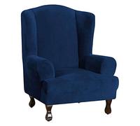 JHLD Stretch Wing Chair Slipcover, Luxury Soft Velvet Wingback Chair Slipcover Washable Quick Set Wingback Chair Cover For Wing Chair-Navy-Wing Chair