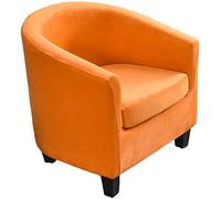 JHLD Velvet Club Chair Slipcover, 2 Pieces Stretch Tub Chair Cover Elastic Tub Chair Slipcover With Elastic Bottom Machine Washable For Living Room-Orange-2 Piece