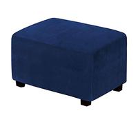 JHLD Velvet Ottoman Cover, Solid Color Stretch Ottoman Cover Rectangle Ottoman Slipcover With Stretch Bottom For Living Room-Navy-X Large