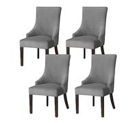 JHLD Velvet wingback side chair slipcover, armless wingback chair cover Stretch Soft sloping Armchair Covers Removable Washable for Dining Room Banquet-dark grey-4 Piece