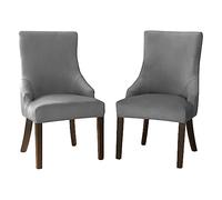 JHLD Velvet wingback side chair slipcover, armless wingback chair cover Stretch Soft sloping Armchair Covers Removable Washable for Dining Room Banquet-dark grey-2 Piece