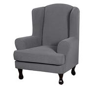 JHLD Wing Chair Slipcover, Jacquard Stretch Wing Chair Slipcover Waterproof Quick Set Wingback Chair Cover Machine Washable Wingback Chair Slipcover-gray-2Piece