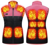 JhLeLce Heated Gilet for Men Women Polar Fleece Heated Vest with 11 Heating Pads 3 Heat Settings USB Electric Thermal Body Warmer Warming Waistcoat for Hiking Skiing Hunting Fishing,Pink-Small