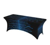 JHLMN 6FT Spandex Table Cloth The Blue Binary Matrix Rectangle Tablecloth for Folding Tables Wrinkle-Free Tablecloths Stretch Picnic Table Cover for Party Wedding Tablecloths Protector