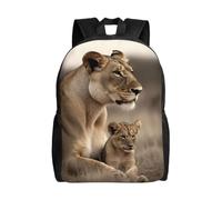 JHLMN Backpack Little White Bulldog Travel Casual Laptop Backpack Waterproof Hiking Daypack For Men Women, Lioness With Cub, One Size, Travel Backpacks