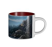 JHLMN Ceramic Coffee Mug 15 oz Coffee Cup with Large Handle Tea Cup Santa Claus Lighthouse Novelty Tea Mugs Large Porcelain Travel Mugs for Men Women Office Work
