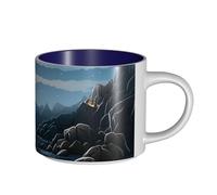 JHLMN Ceramic Coffee Mug 15 oz Coffee Cup with Large Handle Tea Cup Santa Claus Lighthouse Novelty Tea Mugs Large Porcelain Travel Mugs for Men Women Office Work