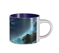 JHLMN Ceramic Coffee Mug 15 oz Coffee Cup with Large Handle Tea Cups 3D Graphics Universe Space Novelty Tea Mugs Large Porcelain Travel Mug for Men Women Office Work