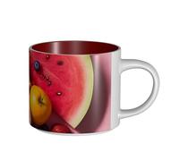 JHLMN Ceramic Coffee Mug 15 oz Coffee Cup with Large Handle Tea Cups Fresh Fruits Novelty Tea Mugs Large Porcelain Travel Mug for Men Women Office Work