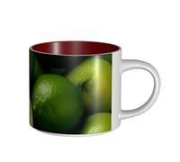 JHLMN Ceramic Coffee Mug 15 oz Coffee Cup with Large Handle Tea Cups Fresh Green Lime Novelty Tea Mugs Large Porcelain Travel Mug for Men Women Office Work