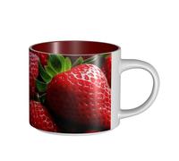 JHLMN Ceramic Coffee Mug 15 oz Coffee Cup with Large Handle Tea Cups Fresh Strawberries Novelty Tea Mug Large Porcelain Travel Mug for Men Women Office Work