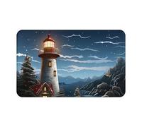 JHLMN Flannel Doormat Absorbent Non-Slip Floor Mat Santa Claus Lighthouse Welcome Door Mats Personalised Entry Way Mat Washable Bath Rug for Outdoor Kitchen Bedroom 20 X 31.5 Inch