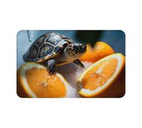 JHLMN Flannel Doormat Absorbent Non-Slip Floor Mat Turtles Emerging from Oranges Welcome Door Mats Personalised Entry Way Mat Washable Bath Rug for Outdoor Kitchen Bedroom 20 X 31.5 Inch