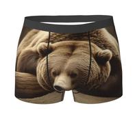 JHLMN Men's Underwear Soft Breathable Boxer Brief Moisture-Wicking Stretch Mens Boxer Bear Sleep Trunks for Men, Black, XXL