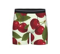 JHLMN Men's Underwear Soft Breathable Boxer Brief Moisture-Wicking Stretch Mens Boxer Cherry fruit Trunks for Men, Black, M