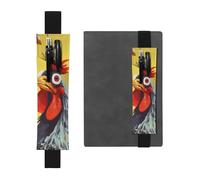 JHLMN Pen Holder for Notebook Adjustable Elastic Band Pencil Holder Art Chicken Painting Bookmark PU Leather Pen Sleeve Pouch Pencil Case Book Marks Page Marker for Planners Journals Book