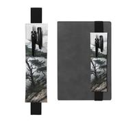 JHLMN Pen Holder for Notebook Adjustable Elastic Band Pencil Holder Foggy Mountain Pine Tree Bookmark PU Leather Pen Sleeve Pouch Pencil Case Book Marks Page Marker for Planners Journals Book