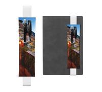JHLMN Pen Holder for Notebook Adjustable Elastic Band Pencil Holder Positano Seaside Sunset Bookmark PU Leather Pen Sleeve Pouch Pencil Case Book Marks Page Marker for Planners Journals Book