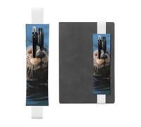 JHLMN Pen Holder for Notebook Adjustable Elastic Band Pencil Holder Sea Otter Bookmark PU Leather Pen Sleeve Pouch Pencil Case Book Marks Page Marker for Planners Journals Book