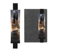 JHLMN Pen Holder for Notebook Adjustable Elastic Band Pencil Holder White Sailing Ship at Sunset Bookmark PU Leather Pen Sleeve Pouch Pencil Case Book Marks Page Marker for Planners Journals Book