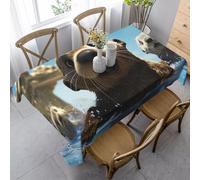 JHLMN Rectangle Tablecloth Waterproof Jacquard Tablecloths Wrinkle-Free Washable Decorative Fabric Farmhouse Dining Table Covers Lovely Sea Otter Indoor Outdoor Table Cloth 35" x 55"